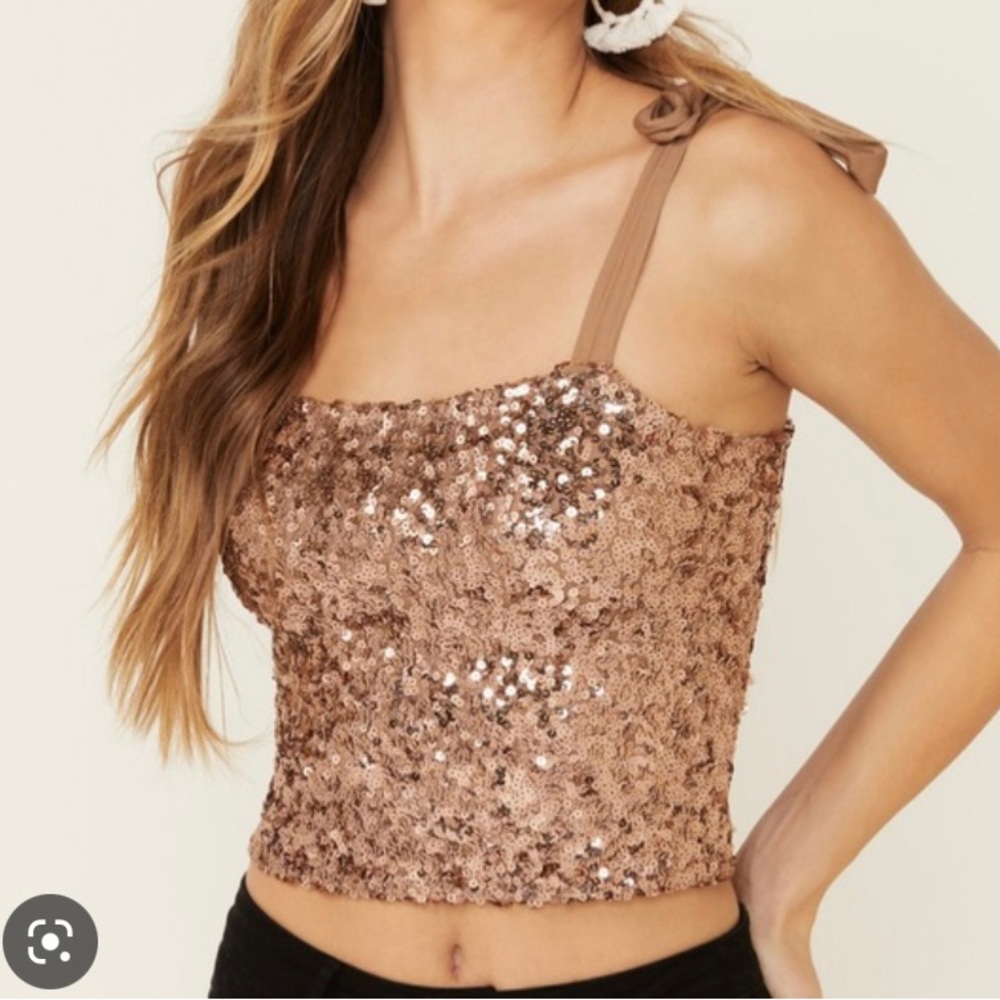 Free People Sequin Crop Top Small